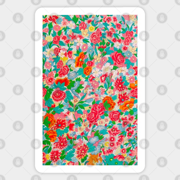 red main color printed images that are based on vintage floral and geometric motifs, can be used in decorating fabrics and coverings in fashion Sticker by Marccelus